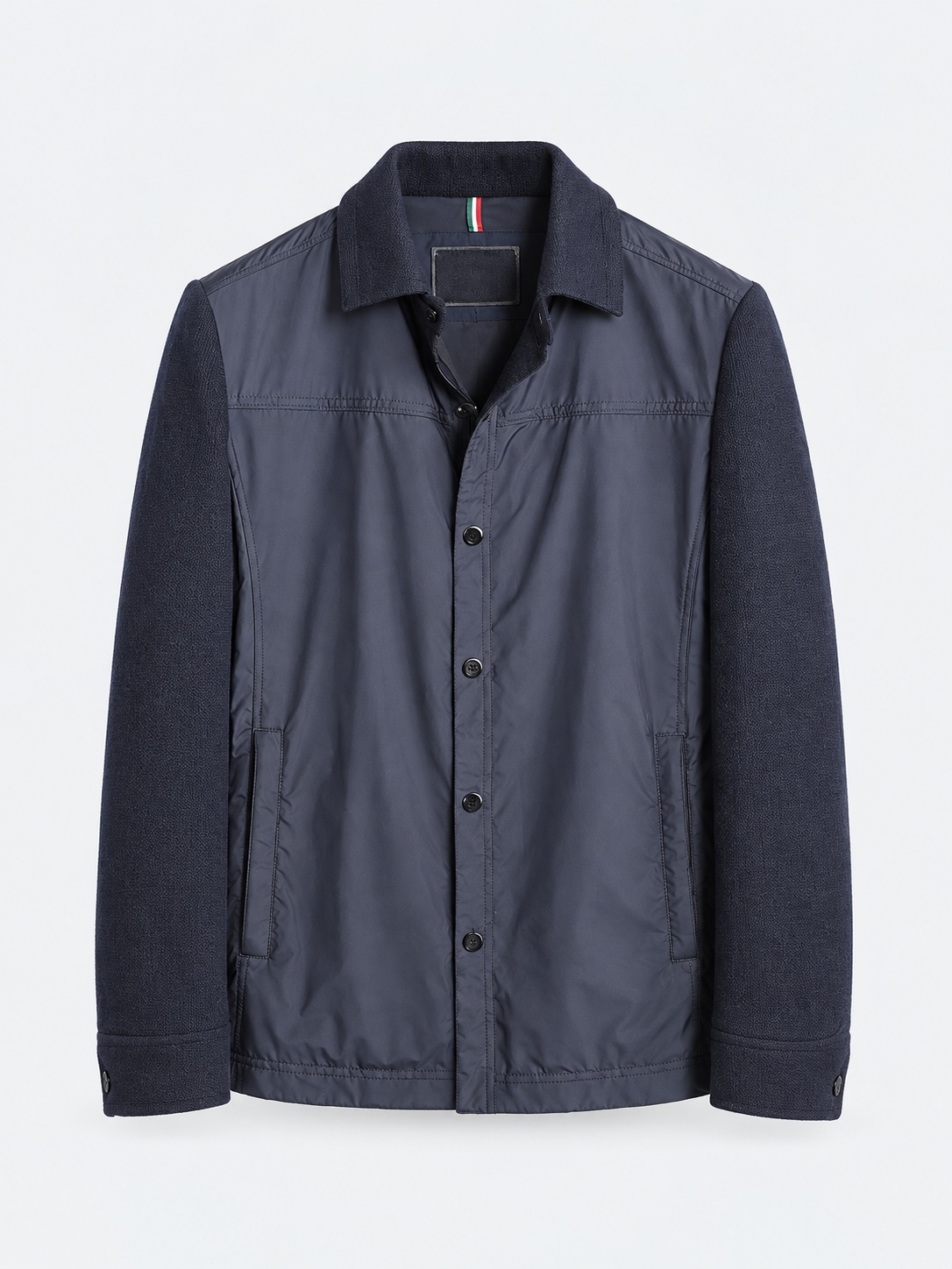 Navy panelled shirt jacket