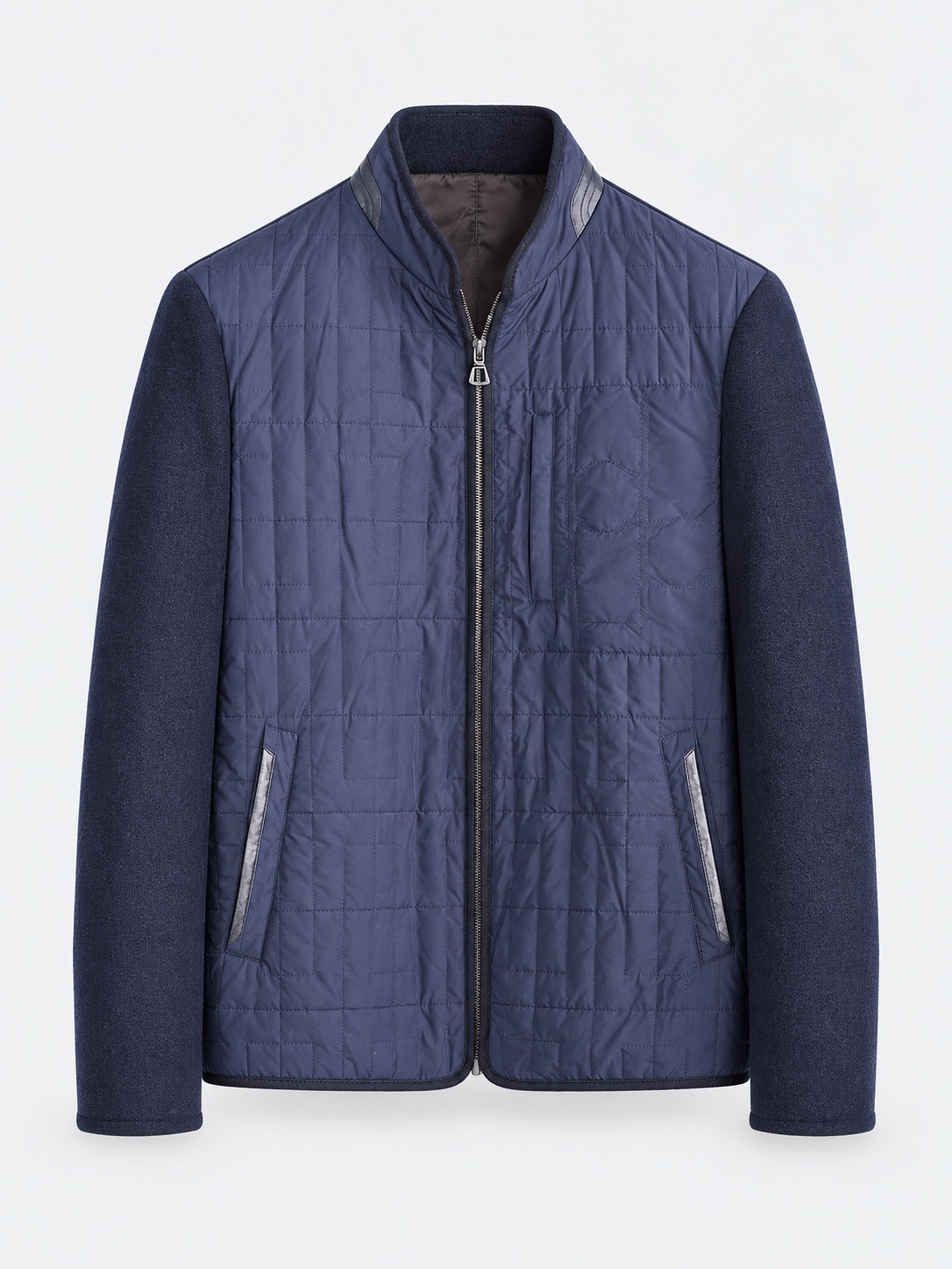 Navy quilted knit hybrid