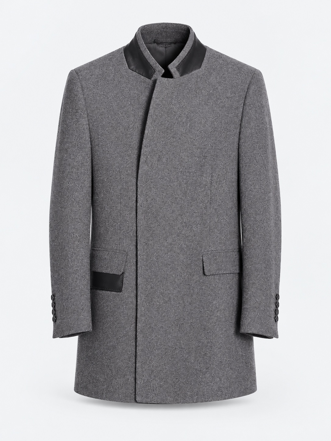 Grey stand-collar coat