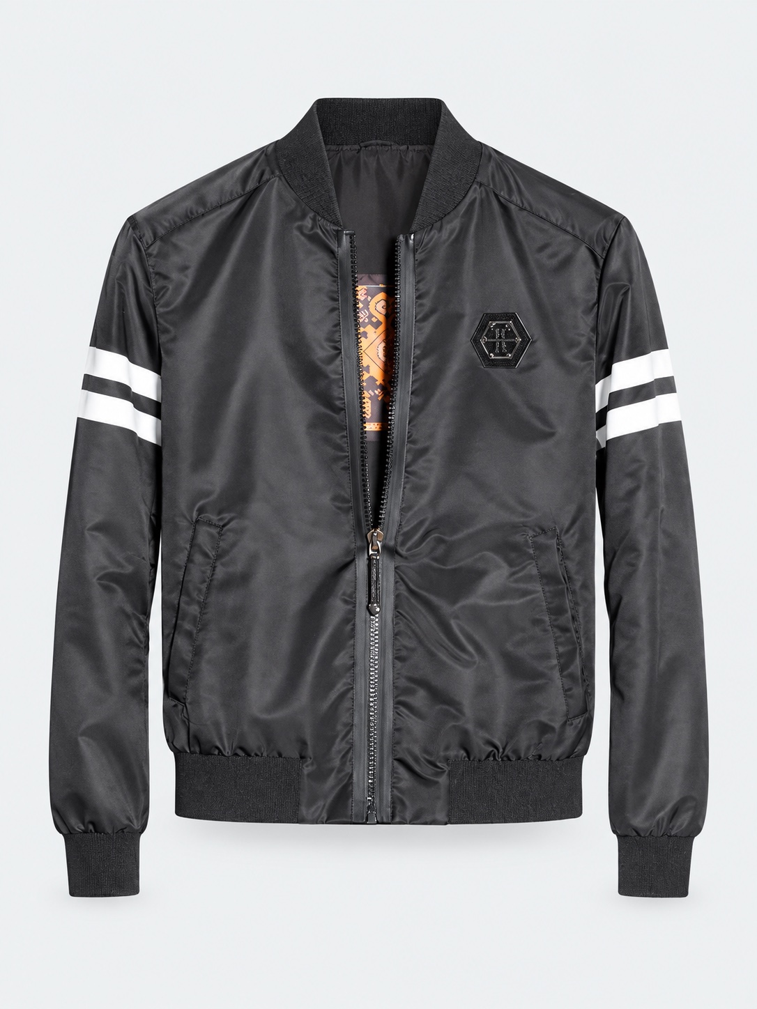 Stripe-sleeve bomber