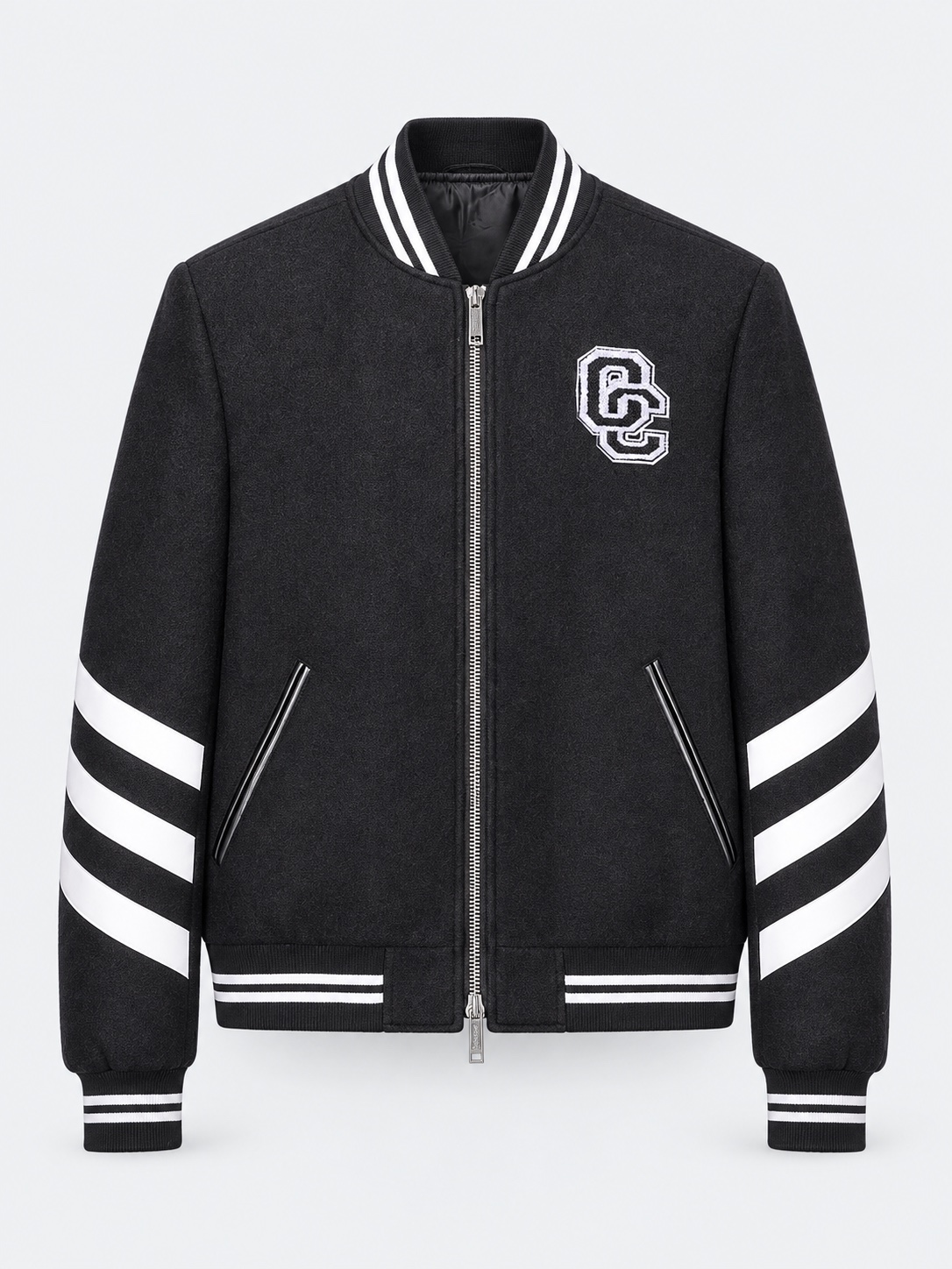 Black varsity zip jacket