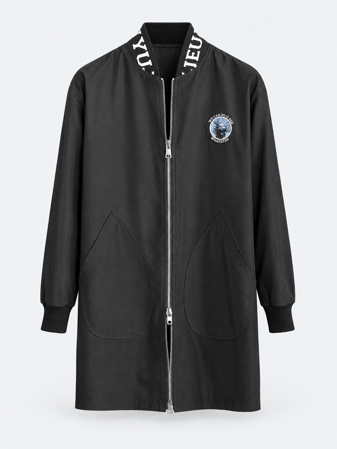 Longline black zip jacket