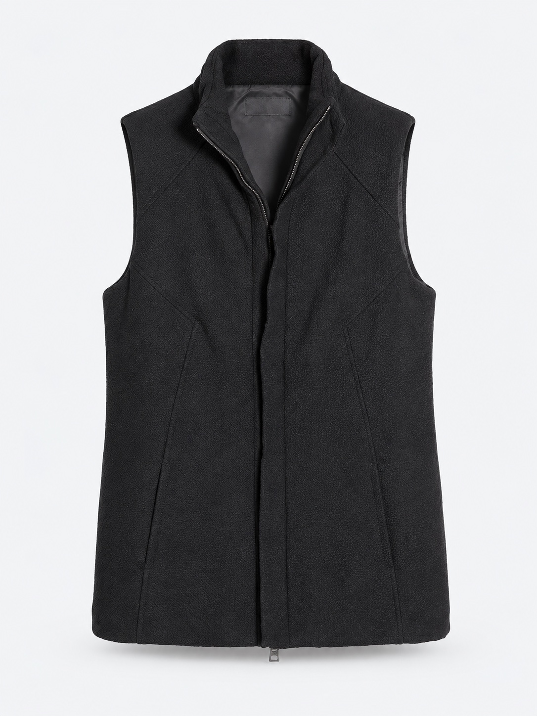 Black textured zip vest