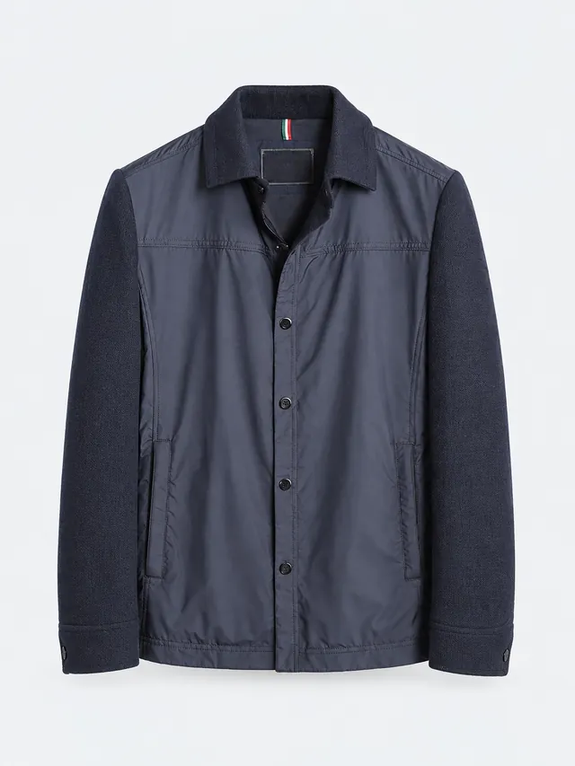 Navy panelled shirt jacket