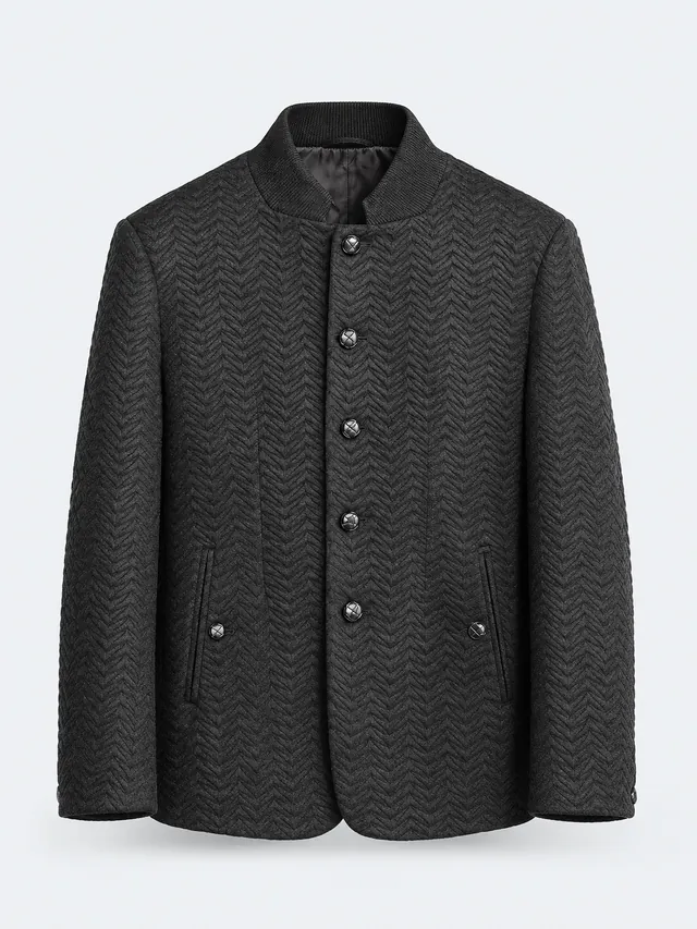 Black textured bomber