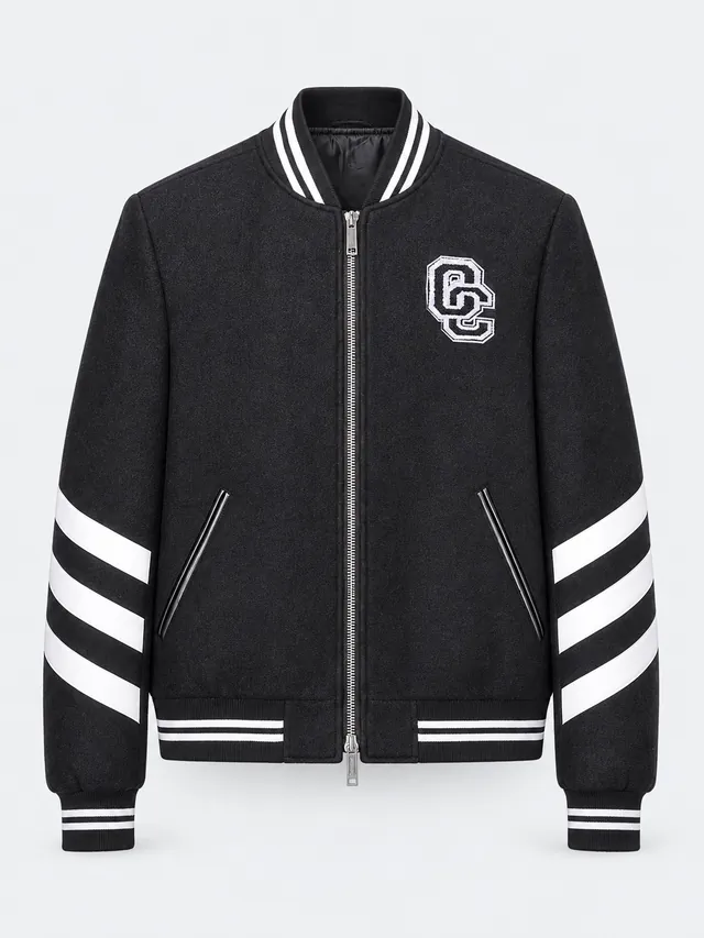 Black varsity zip jacket